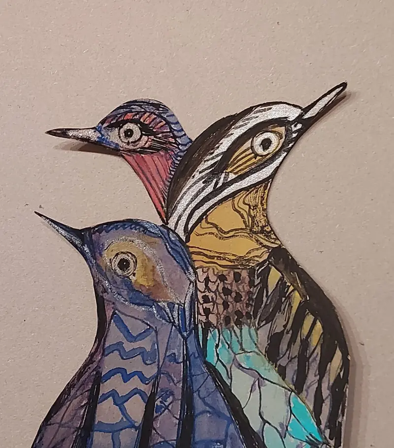 Pájaros, boceto de Estela Pacheco