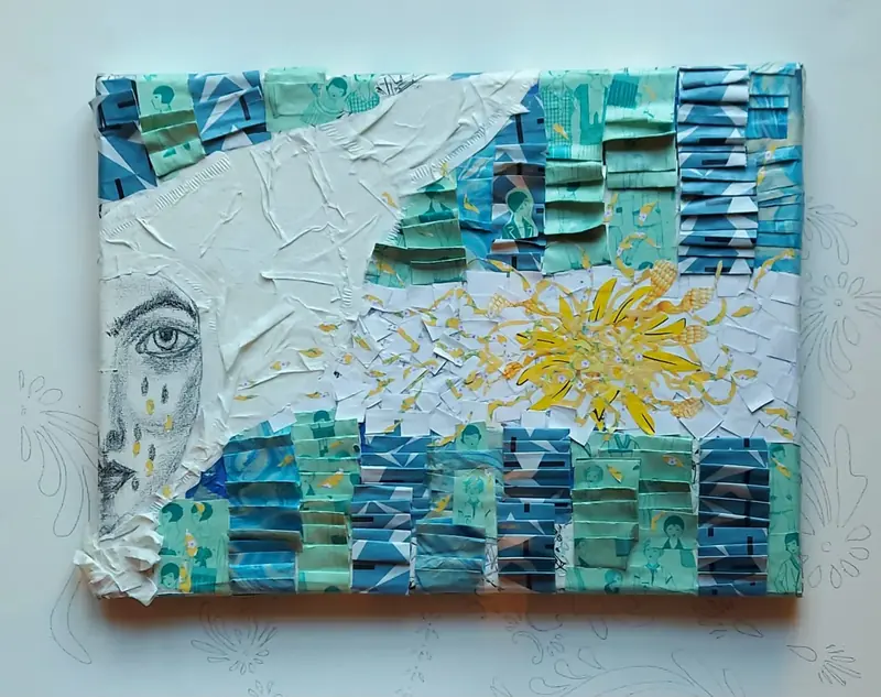 “Corazón valiente”, collage de Estela Pacheco para la muestra de Madres de Plaza de Mayo por los 40 años de democracia